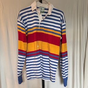 Lands' End Blue and White Rugby Jersey